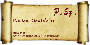 Paskes Szolón névjegykártya